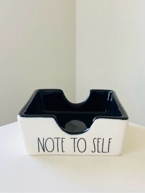 Brand NEW w/ Tags Rae Dunn Creamic NOTES TO SELF Post-it Office Holder organizer